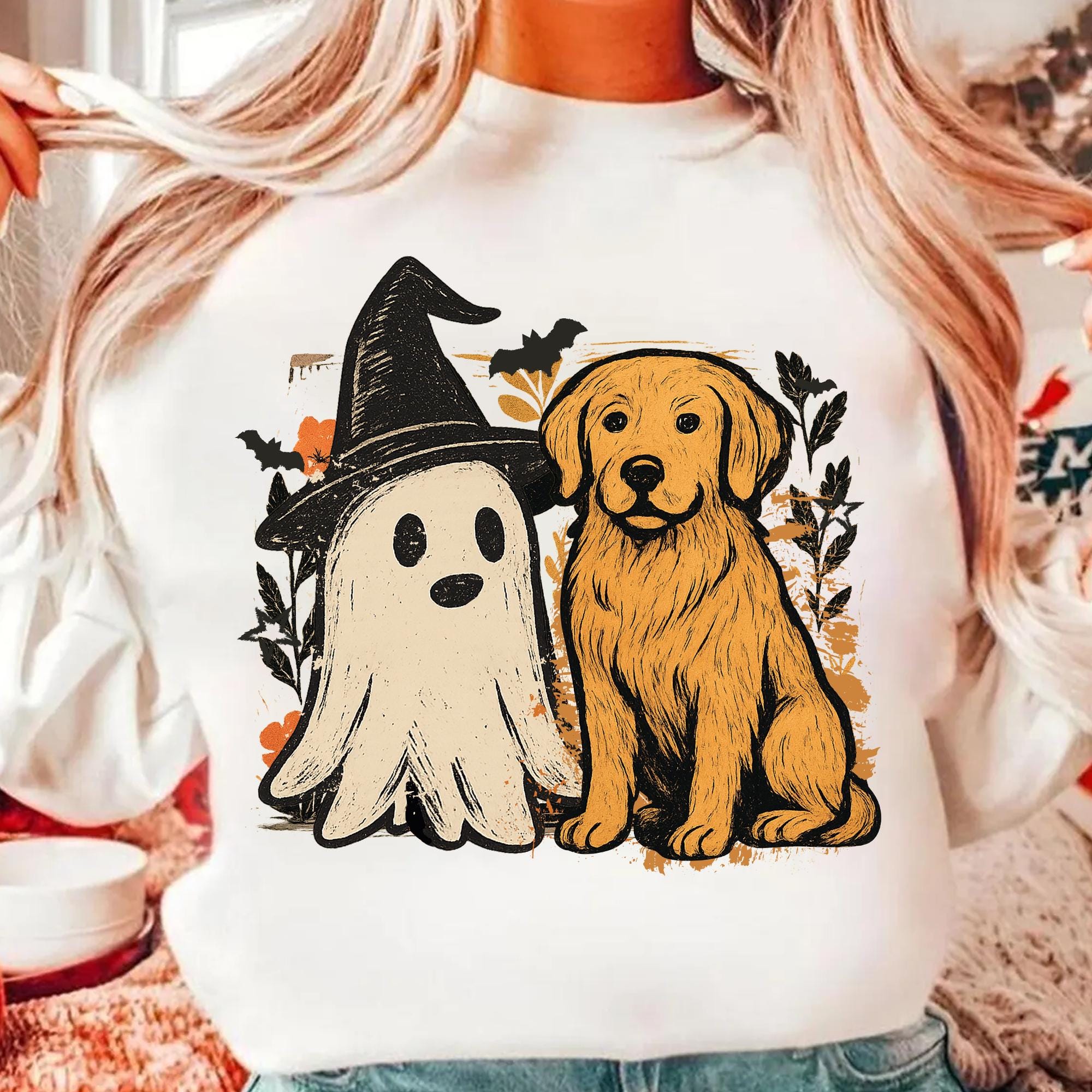 Boo Ghost Golden Retriever Png, Halloween Dog PNG, Halloween Shirt ...
