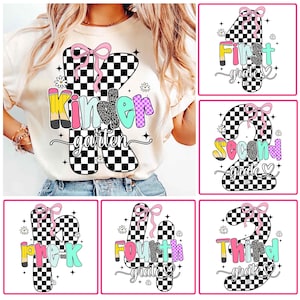 Preppy Back to School Bundle PNG, Coquette Teacher First Day of School Shirt Design, Girly Checkered Sublimation, Pre-k 1st/2nd/3rd Grade
