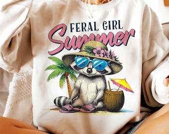 Feral Girl Summer Raccoon PNG, Summer Vibes PNG, Retro Summer Png, Beach Png, Hello Summer Png, Coquette Summer Png, Girls Trip Png