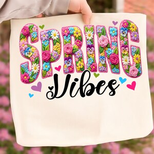 Spring Vibes PNG, Floral Varsity Spring Sublimation Design, Tshirt Design for Easter, Preppy Spring Graphic, Spring Flower Png
