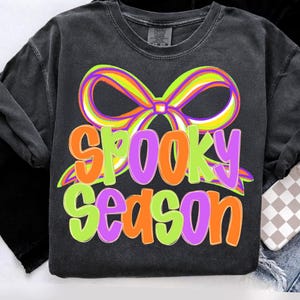 Spooky Season Png, Preppy Halloween Coquette Bow Png, Neon Halloween Brushstroke Sublimation, Girly Spooky Cute Ghost Png, Spooky Mama Png