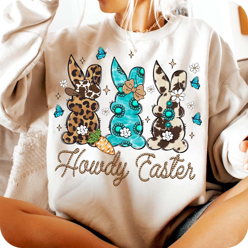 Cowgirl Easter Png, Western Easter Png, Western Easter Bunny Png, Coquette Cowgirl Easter Png, Country Easter Png, Cowhide Eggs Png