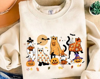 Black Cat Halloween Png, Ghost Cat Png, Halloween Png, Halloween Cat Shirt, Fall Png, Retro Halloween Png,Spooky Season Png,Funny Halloween