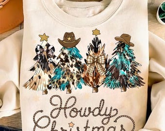 Howdy Christmas Png, Western Christmas Png, Retro Christmas Tree Png, Cowboy Christmas Png, Christmas Cowgirl, Coquette Christmas Png Design