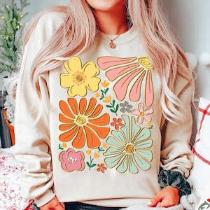 Floral Cottagecore PNG, Boho Wildflowers Png, Spring Flowers Png, Retro Summer Floral Png, Trendy Summer Png, Glitter, Brushstroke Png