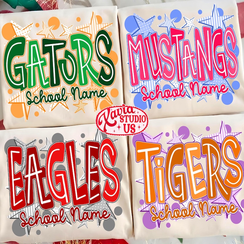 Custom Mascot Neon Striped PNG, School Spirit Design, Neon Test Day PNG, Floral Varsity Letters, Back To School Sublimation, Test Day