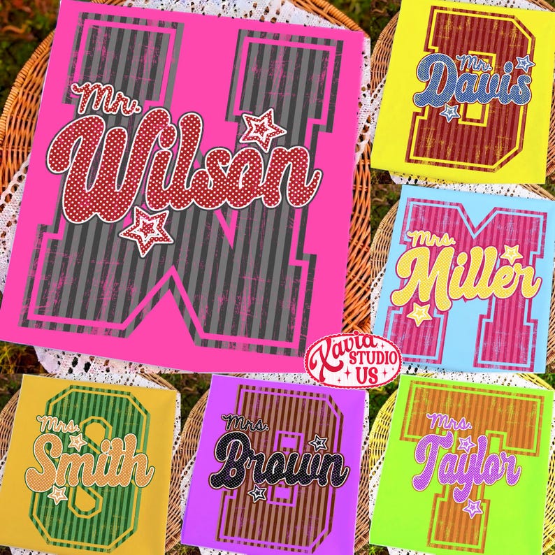 Custom Name Teacher png, Back To School Teacher Png, Striped School Png, School Teacher Trendy Png, Polka Dots Png, Teacher Appreciation