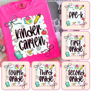 Back to School Bundle PNG, Preppy Teacher First Day of School Shirt Design, Girly Coquette Sublimation, Pink Bow Pre-k 1st/2nd/3rd/4th Grade