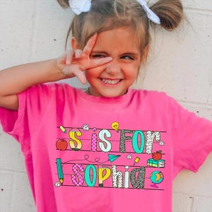 Preppy Custom Name Back To School Girls Png, Custom School Kids Png, Checkered Leopard Glitter Girl , First Day Of School png,School Toddler