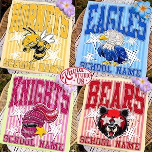 Custom Mascot Neon Striped Png, School Spirit Design, Neon Test Day Png, Preppy Whimsy Png, Back To School Sublimation, Test Day image 8