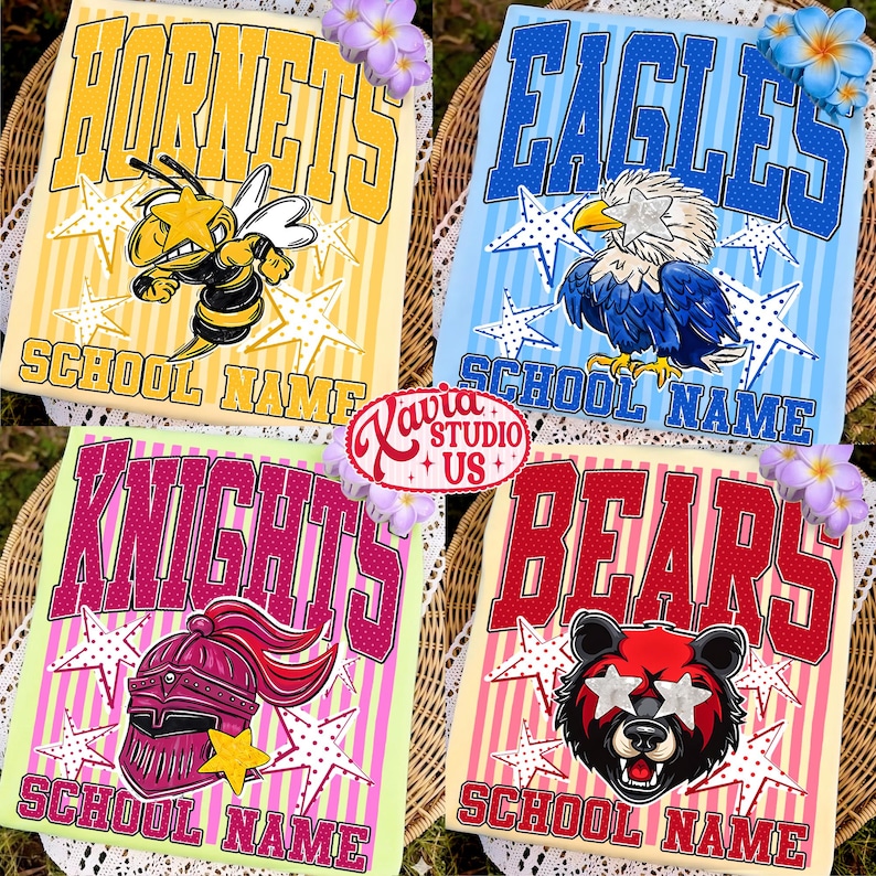 Custom Mascot Neon Striped Png, School Spirit Design, Neon Test Day Png, Preppy Whimsy Png, Back To School Sublimation, Test Day image 8