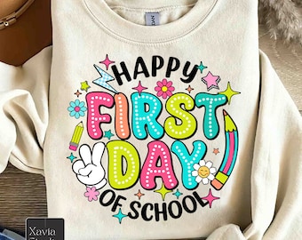 Happy First Day Of School Png,teacher Pencil Png, Teacher Gift, Teacher Appreciation Gift, First Day Of School Svg, Hello School Shirt