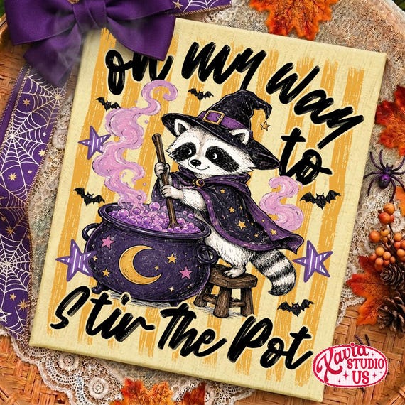 On My Way To Stir The Pot Png, Funny Raccoon Sarcastic Humor Snarky Animal Png, Funny Feral Raccoon Digital Design, Trendy Sassy Raccoon Png