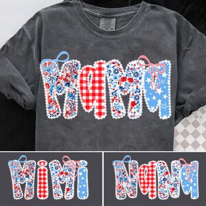 Preppy Floral American Mama Glitter Coquette PNG, 4th of July Mom Png, Stars Stripes Mama Png, USA Mama Nana Mimi Png, Girly American Png