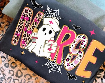 Preppy verpleegkundige herfst Ghost Boo Leopard png, herfstverpleegkundige png, verpleegkundige herfst png, halloween verpleegkundige png, herfst png, spookverpleegkundige png, verpleegkundige geest