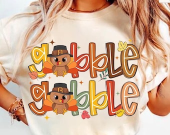 Preppy Thanksgiving Gobble PNG Shirt, Turkey PNG, Family Gobble Thanksgiving PNG, Thanksgiving Gobble Coquette png, Fall png