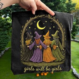Retro Halloween Girls Will Be Girls Witch Png, Spooky Girly Halloween Png, Trendy Witchy Png, Witchy Vibes Png, Girls Spooky Witches Png