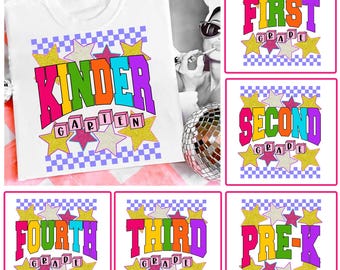 Retro Back to School PNG Bundle, Preppy Teacher First Day of School Shirt Design, Girly Neon Glitter Png Pre-k 1st/2nd/3rd/4th/5th Grade