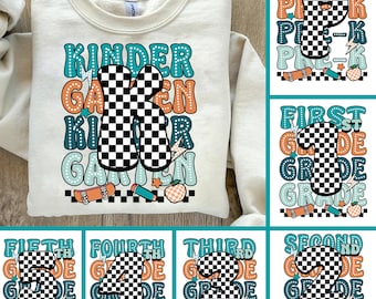Back To School For Boys Bundle, Kindergarten Dude, Pre K Png, First Day Of School, School Png, Retro Png, First/ Second/ Third Grade Design