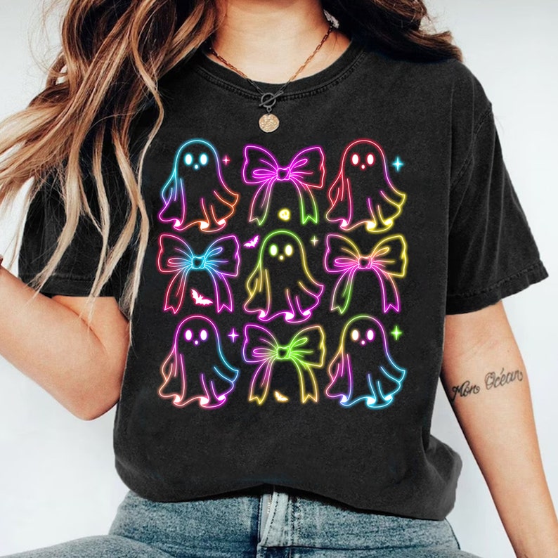 Coquette Neon Halloween Png, Spooky Season Png, Halloween Png, Pink Halloween Png, Girly Coquette Bow Png, Halloween Ghost Neon Png