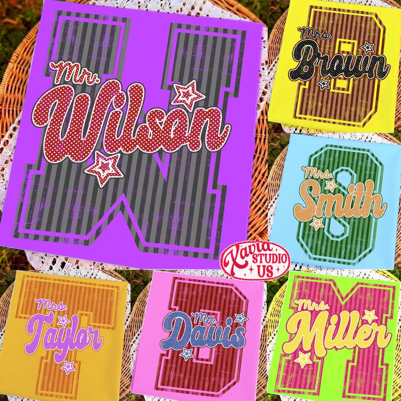 Custom Name Teacher png, Back To School Teacher Png, Striped School Png, School Teacher Trendy Png, Polka Dots Png, Teacher Appreciation