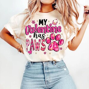 Dog Valentine Png, My Valentine Has Paws, Dog Mom Png, Valentine&#39;s Day Heart Png, Dog Paw Print Png, Dog Lover Gift, Pink Valentine Png