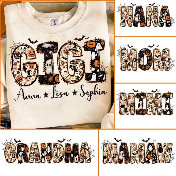 Personalized Halloween Gigi Sweatshirt,Spooky Gigi Shirt,Gift for Mom, Spooky Gigi Sweatshirt, Halloween Shirt For Mom,Custom Name Halloween
