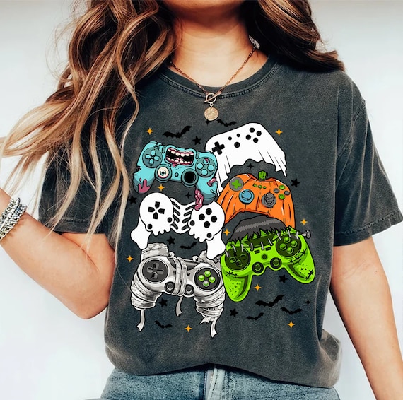 Halloween Skeleton Zombie Gaming Controllers Mummy Boys Kids Png, Skeleton Zombie Halloween Png, Halloween Shirt For Kid Png Video Game Png