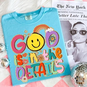 Preppy God is in the Details Glitter PNG, Religious PNG, Trendy Png, Neon Smiley Png, Millennial Png, Coquette Png, Hand Lettered Png