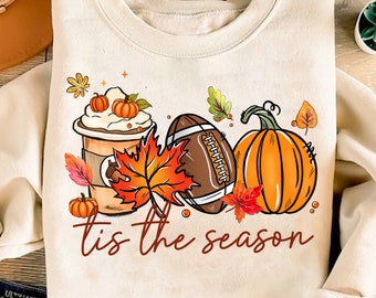 Tis The Season Png, Football Png, Thanksgiving, Coffee, Fall Vibes, Retro Fall Png, American Football Png, Fall Season Png, Pumpkin Png