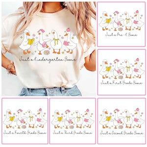 Back to School Goose PNG Bundle, Coquette Teacher First Day of School Shirt Design, Preppy Floral Sublimation, Pre-k 1st/2nd/3rd/4th Grade