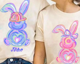 Personalized Kid Name Easter Bunny Png, Easter png, Boy Girl Easter Png, Easter Eggs Png, Easter Brushstroke Png, Coquette Bow, Easter Bunny