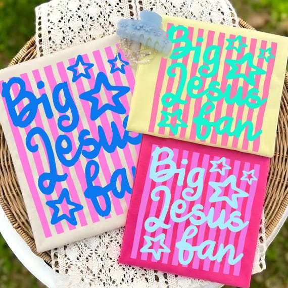 Striped Big Jesus Fan Png, Faith Png, Religious Png, Spring Png, Whimsy Christian Png, Faith Inspirational Sublimation, Love Like Jesus Png