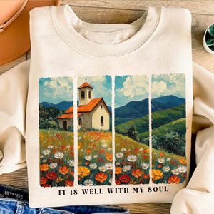 It is Well With My Soul PNG, Wildflower Christian Png, Bible Verse Png, Brushstroke Png, Floral Christian Boho Png, Jesus, God, Church