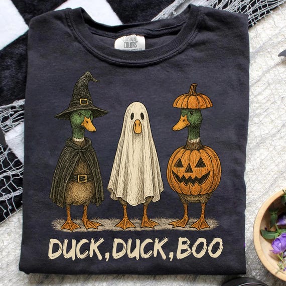 Duck Duck Boo Png, Boo Ghost Goose Png, Silly Duck Halloween, Witch Ghost Pumpkin Png, Spooky Goose Halloween Png,Trick or Treat Sublimation