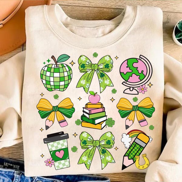 Coquette Patrick's Day Teacher Png, One Lucky Teacher Shirt Design, Patrick Day PNG, Shamrock Lucky Bow Png, Trendy Patrick's Day Teacher