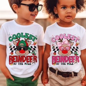 Coolest/ Cutest Reindeer At The Pole Png, North Pole Christmas Png, Boy Girl Christmas Reindeer Png, Kids Christmas Png, Holiday Vibes