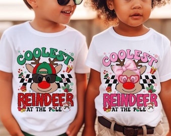 Coolest/ Cutest Reindeer At The Pole Png, North Pole Christmas Png, Boy Girl Christmas Reindeer Png, Kids Christmas Png, Holiday Vibes