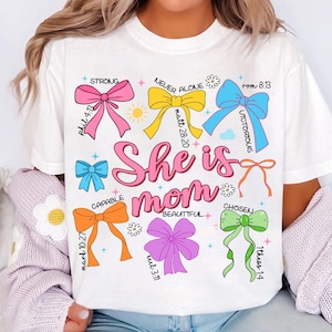 Mom Coquette Bow Png, She Is Mom Png, Bible Verses Png, Mom Png, Blessed Mom Png, Empowered Women Png, Christian, Jesus Png, Religious Png