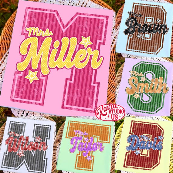 Custom Name Teacher png, Back To School Teacher Png, Striped School Png, School Teacher Trendy Png, Polka Dots Png, Teacher Appreciation