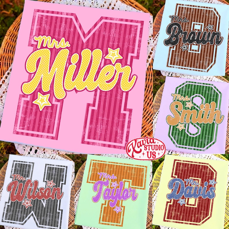 Custom Name Teacher png, Back To School Teacher Png, Striped School Png, School Teacher Trendy Png, Polka Dots Png, Teacher Appreciation