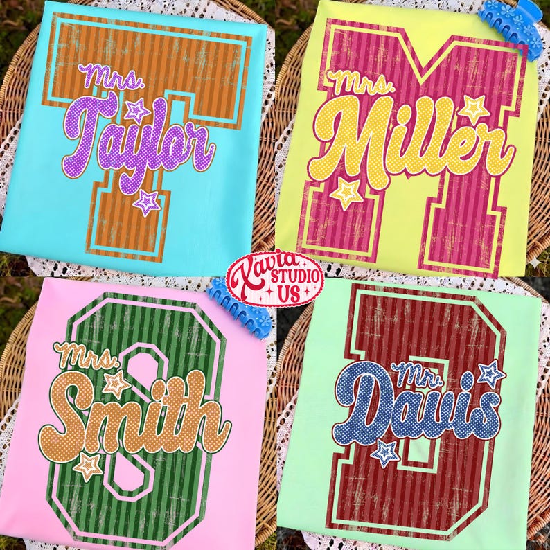 Custom Name Teacher png, Back To School Teacher Png, Striped School Png, School Teacher Trendy Png, Polka Dots Png, Teacher Appreciation