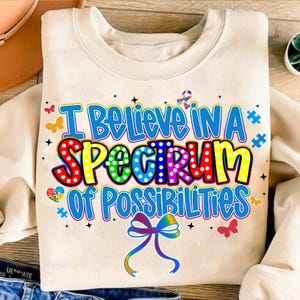 Jag tror på ett spektrum av möjligheter png, retro autism rosett png, specialpedagogik png, autistiskt spektrum, neurodivergent, autismmedvetenhet
