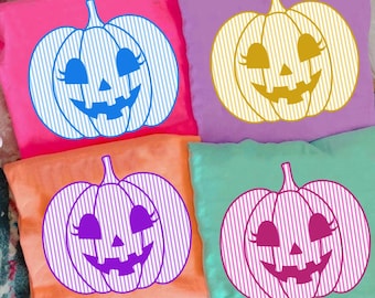 Seersucker Pumpkin Face PNG, Girly Halloween Jack O Lantern Sublimation, Bright Fall Shirt Design with Lashes, Digital Download