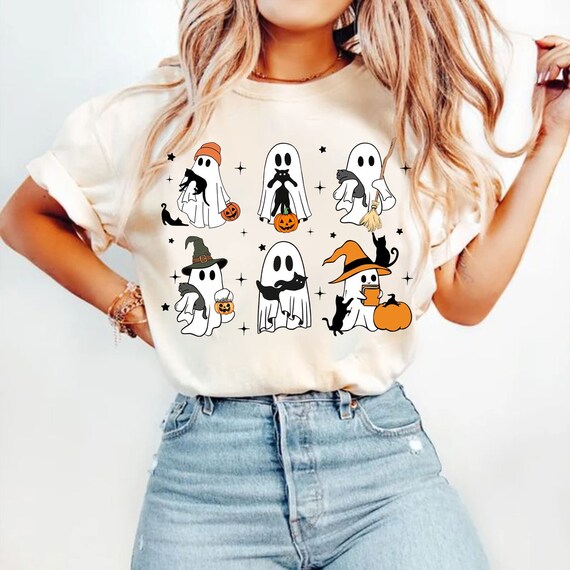 Ghosts with Cat Png, Cute Halloween Ghosts Png, Cat Lover Ghost Png, Halloween Cat Mom PNG,Spooky Season Cats PNG,Cat Person Png,Spooky Vibe
