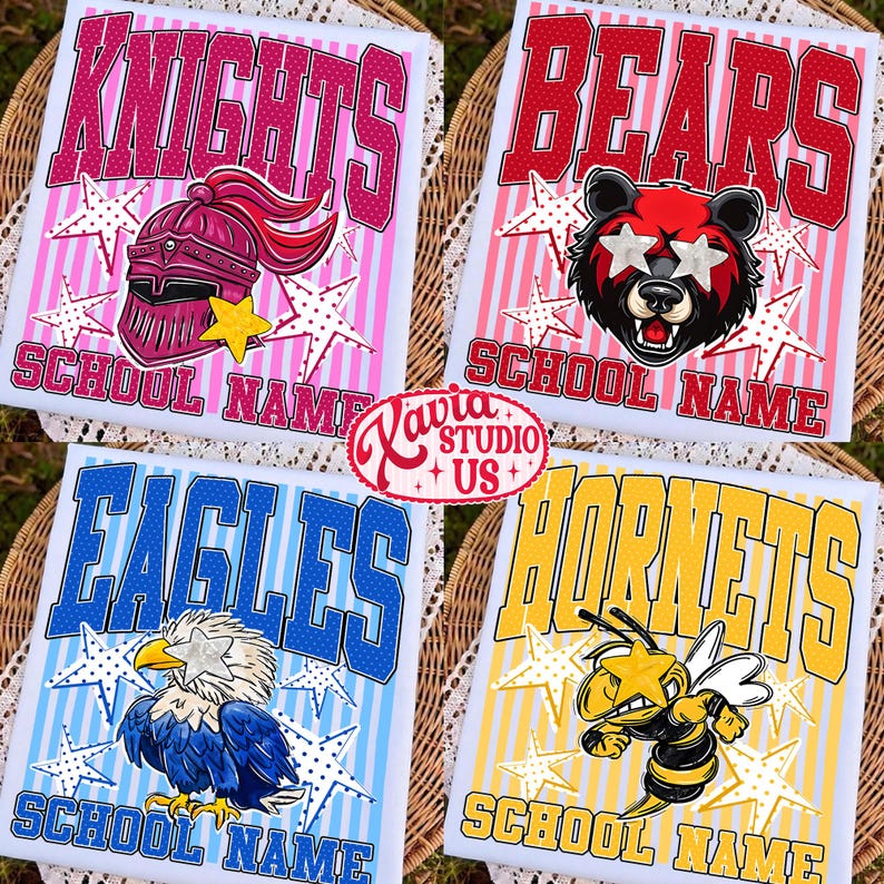 Custom Mascot Neon Striped Png, School Spirit Design, Neon Test Day Png, Preppy Whimsy Png, Back To School Sublimation, Test Day image 6