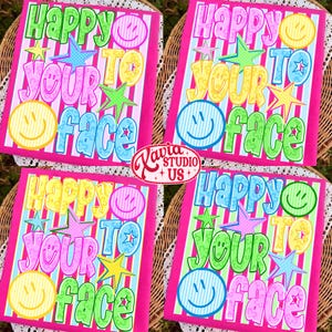 Striped Polka Dots Happy To See Your Face Png, Preppy Png, Smiley Face Png, Whimsy Png, Summer Teacher Png, Teacher Appreciation Png