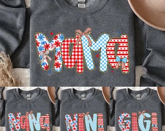 Preppy Floral American Mama Glitter Coquette PNG, 4th of July Mom Png, Stars Stripes, USA Nana Mimi Gigi Png, Retro American Independence