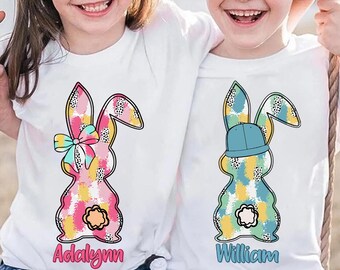 Personalized Kid Name Easter Bunny Png, Boy Girl Easter Png, Toddler Kids Easter Png, Easter Brushstroke Png, Coquette Bow, Easter Bunny Png