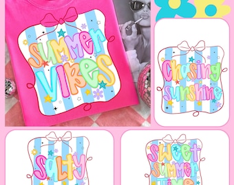 Paquete de imágenes PNG de vida playera con sol, imágenes PNG de verano para chicas preppy, sublimación de neón de moda, diseño de camiseta de vacaciones en el lago, piscina y río, vibraciones saladas